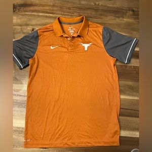 Vintage Mens UT Longhorn Nike DryFit Polo Shirt Burnt Orange Big 12, size L